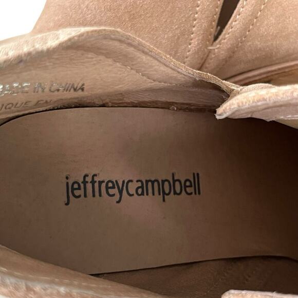 Jeffrey Campbell Rosalee Ankle Boots Women's 9 Suede Pull On Chunky Heel Beige - Picture 11 of 12